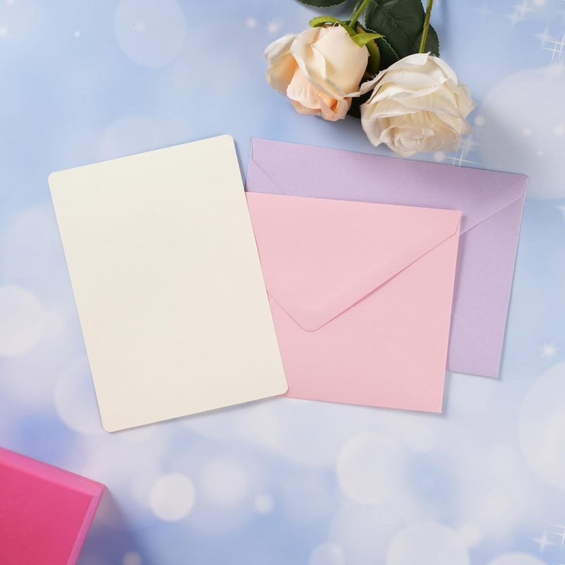 Wishop A7 Colorful Envelopes and Blank Cards 24 Pieces A7 Envelopes and 24 Pieces 5x7 Cream Color Flat Cards for Weddings, Invitations, Birthday, Baby Shower (Cream/Multicolor) - Image 3